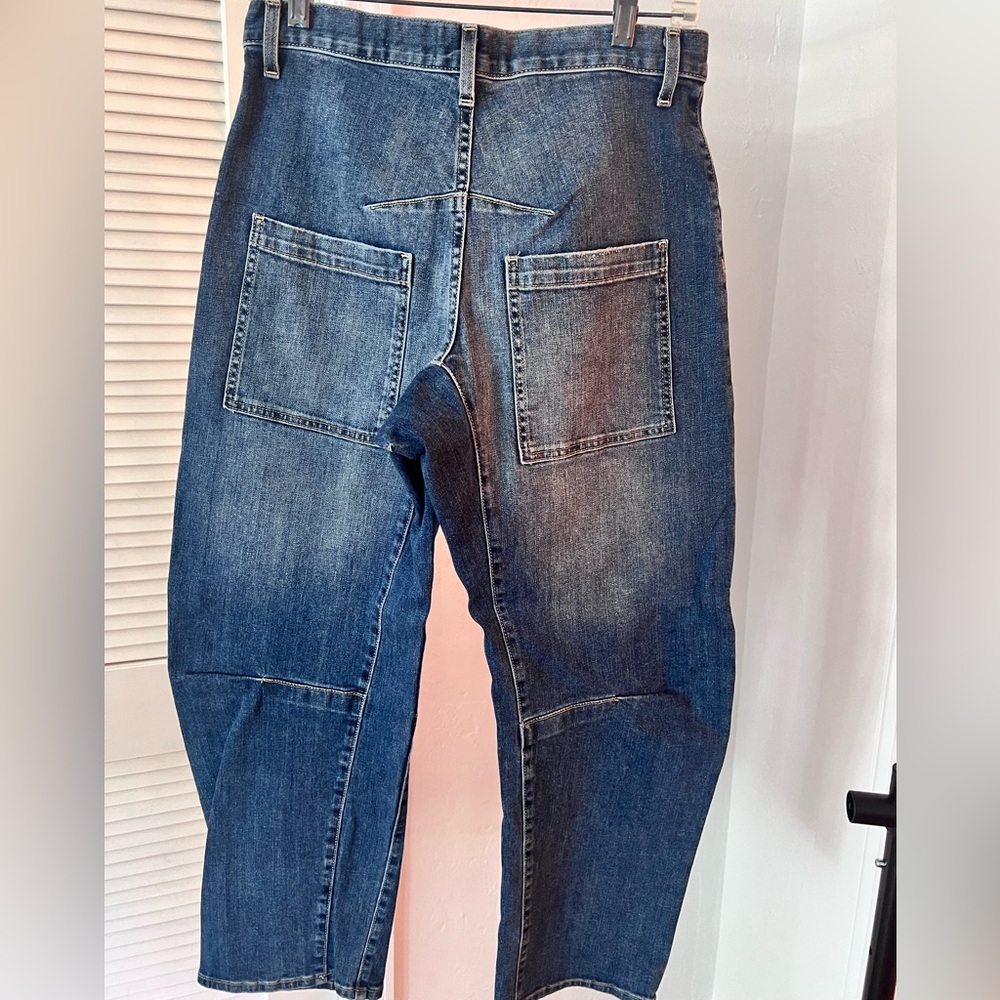 Nili Lotan Distressed Blue Cropped Carpenter Jeans - Picture 3 of 3